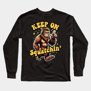 Gone Squatchin' Retro Bigfoot Hunter Graphic Long Sleeve T-Shirt